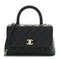 Caviar Quilted Mini Coco Handle Flap Black