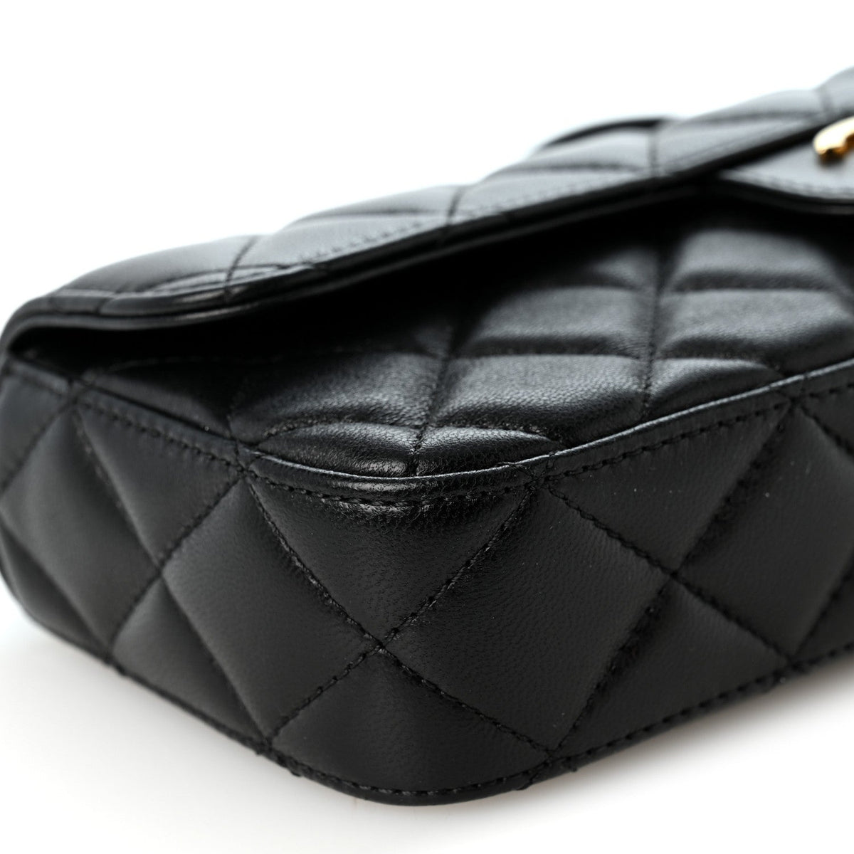 Lambskin Quilted Flap Bag Black