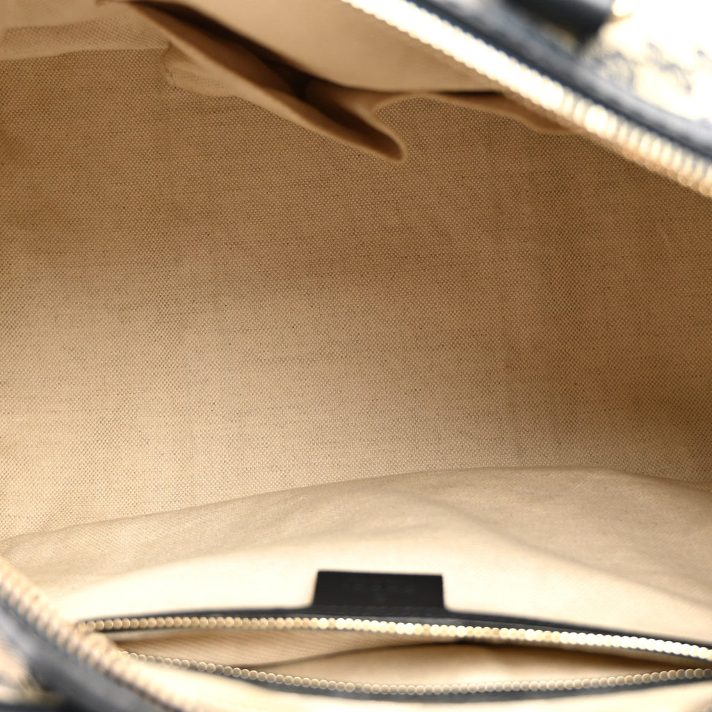 Monogram Selleria Calfskin Vintage Web Medium Boston Beige Blue