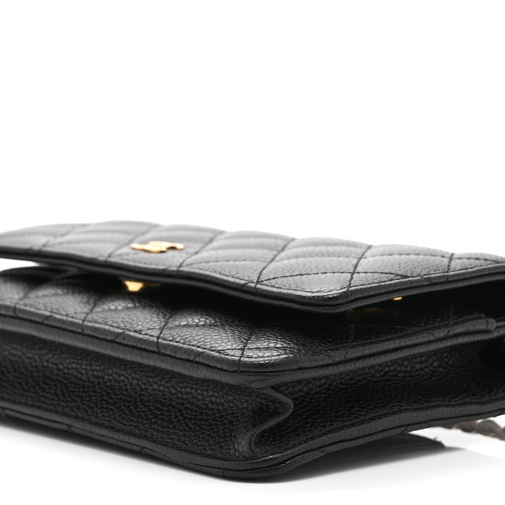 Caviar Quilted Wallet on Chain WOC Black
