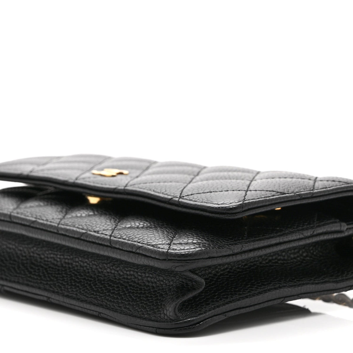 Caviar Quilted Wallet on Chain WOC Black