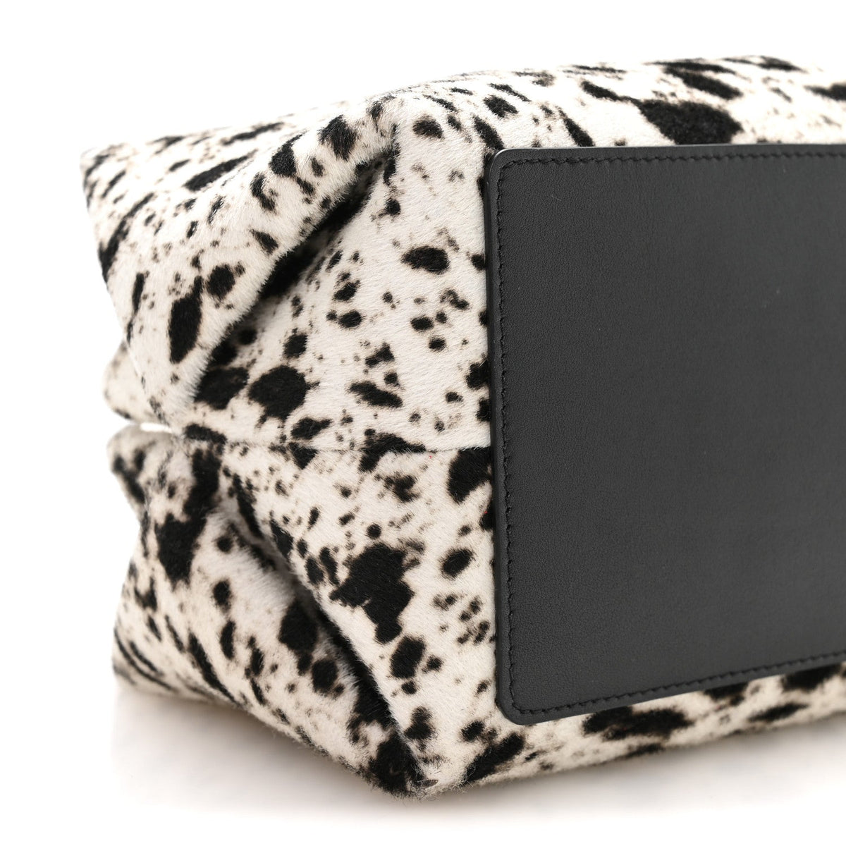Lambskin Pony Hair Printed Clutch With Chain Black White