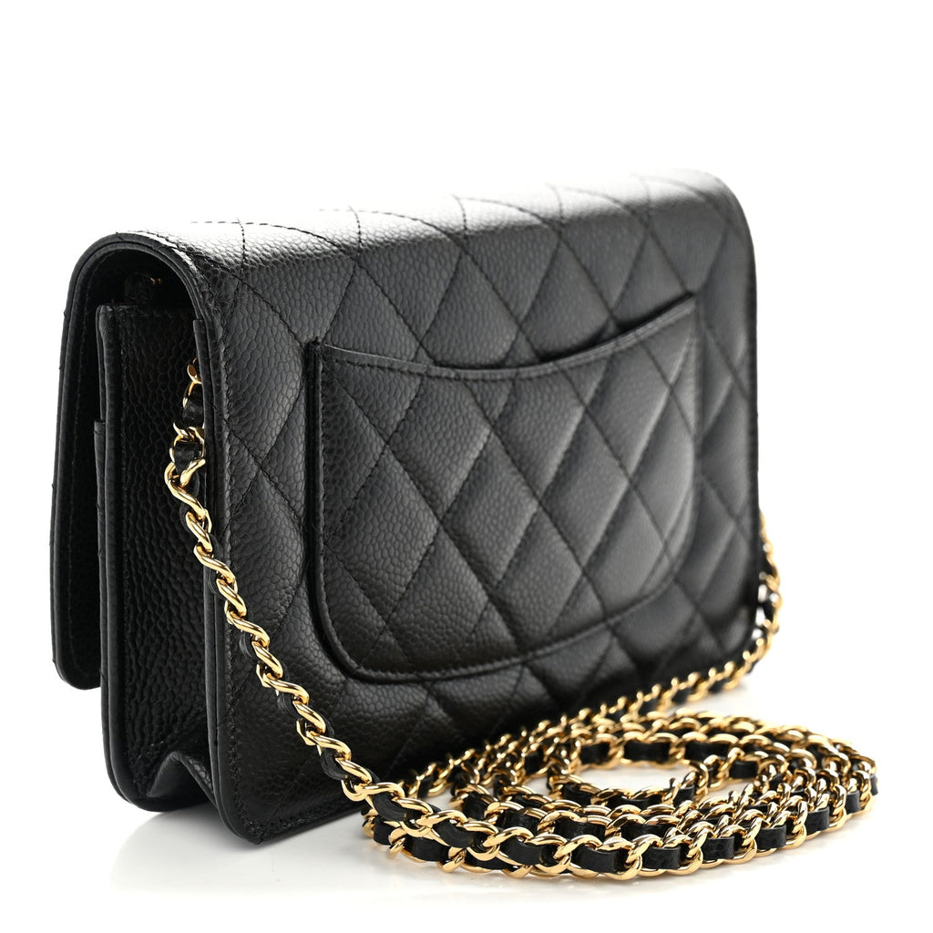 Caviar Quilted CC Turnlock Wallet On Chain WOC Black