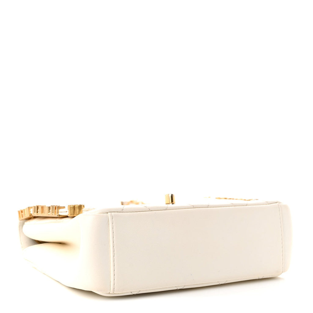 Lambskin Enamel Strass Quilted Mini Paris Monaco Flap White