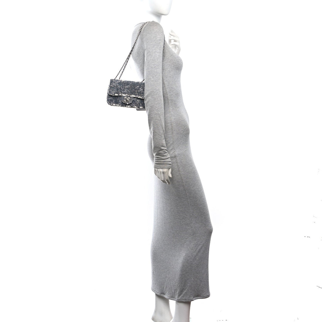 Sequin Mini Rectangular Flap Silver