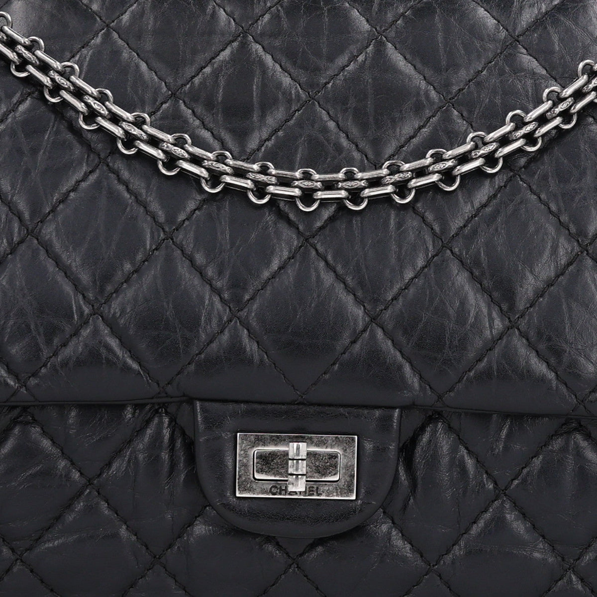 Aged Calfskin Quilted 2.55 Reissue 226 Flap Black