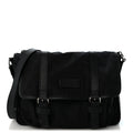 Nylon Monogram Double Buckle Flap Messenger Bag Black