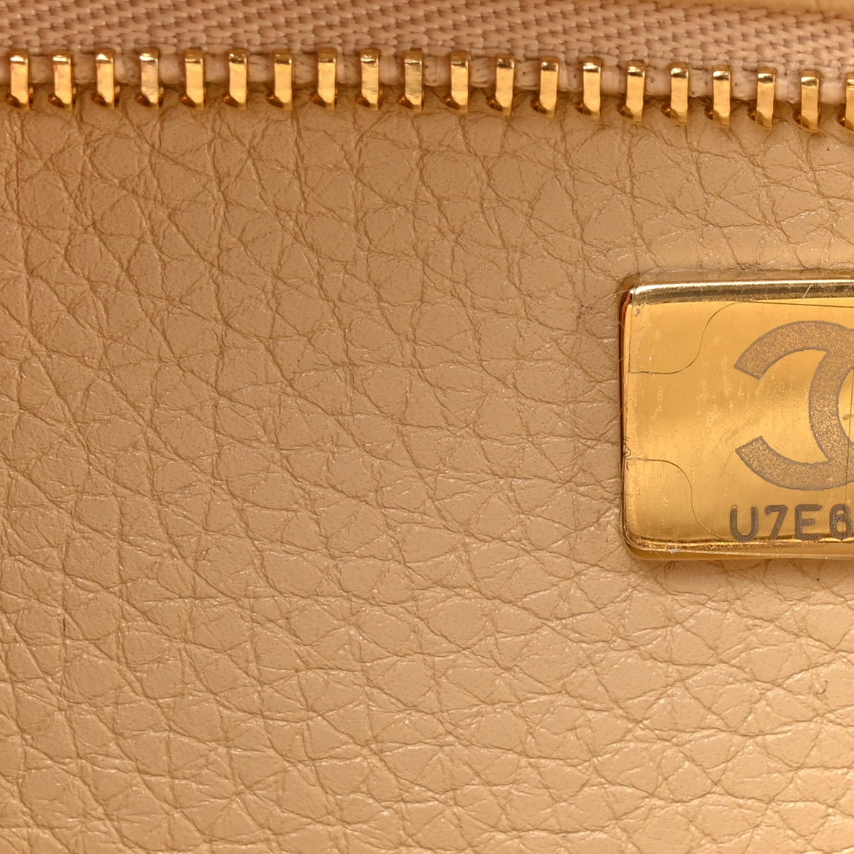 Grained Calfskin Stitched Urban Essentials Small Shopping Bag Beige