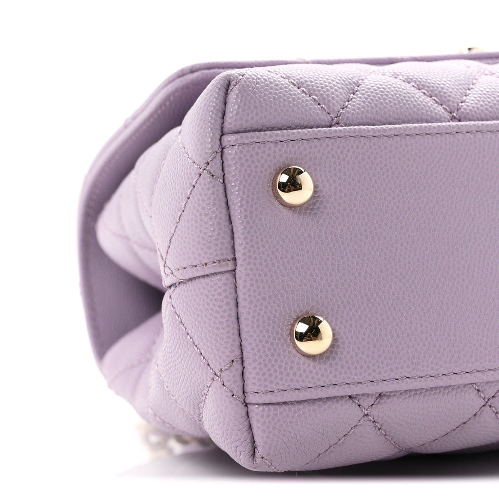 Caviar Quilted Mini Coco Handle Flap Light Purple