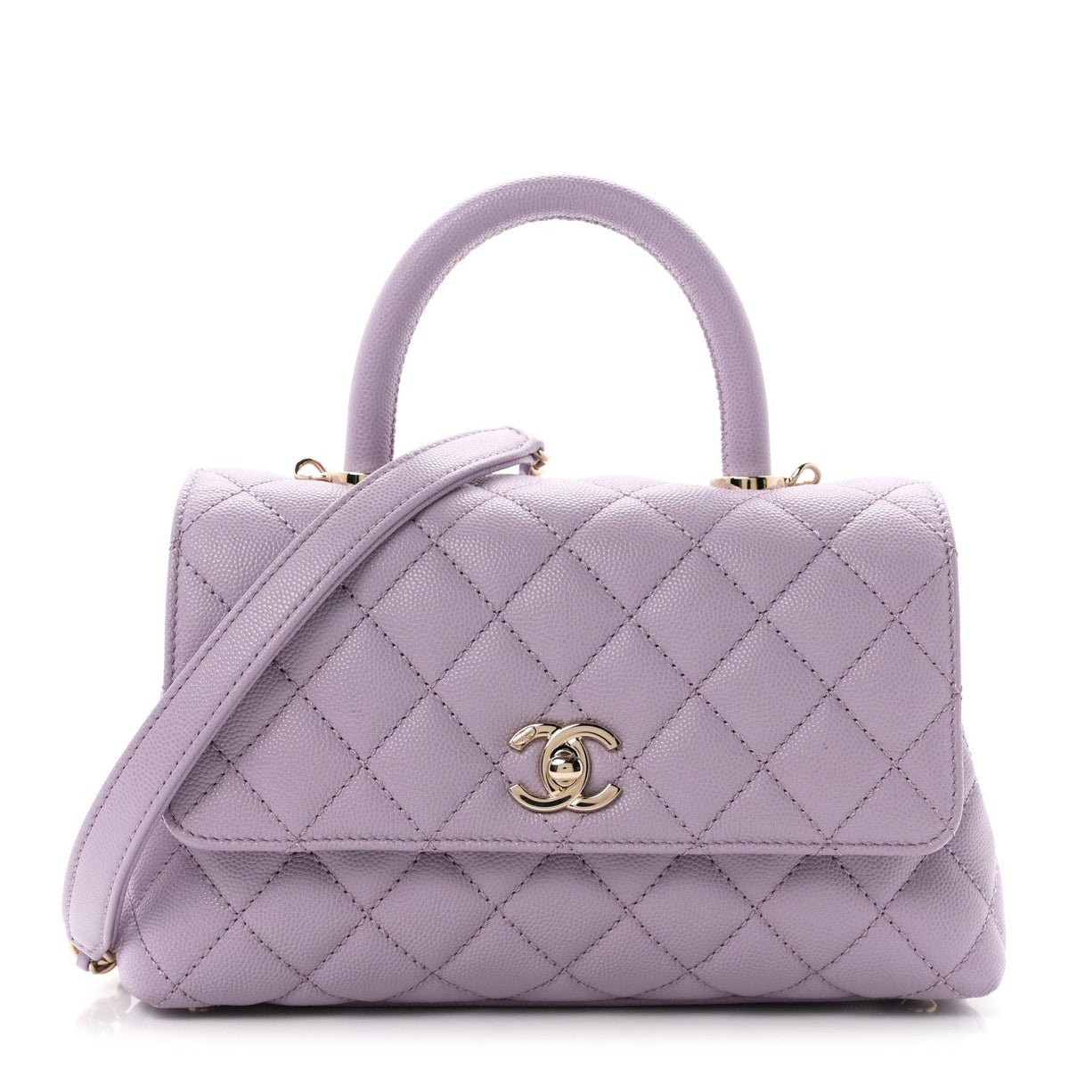 Caviar Quilted Mini Coco Handle Flap Light Purple