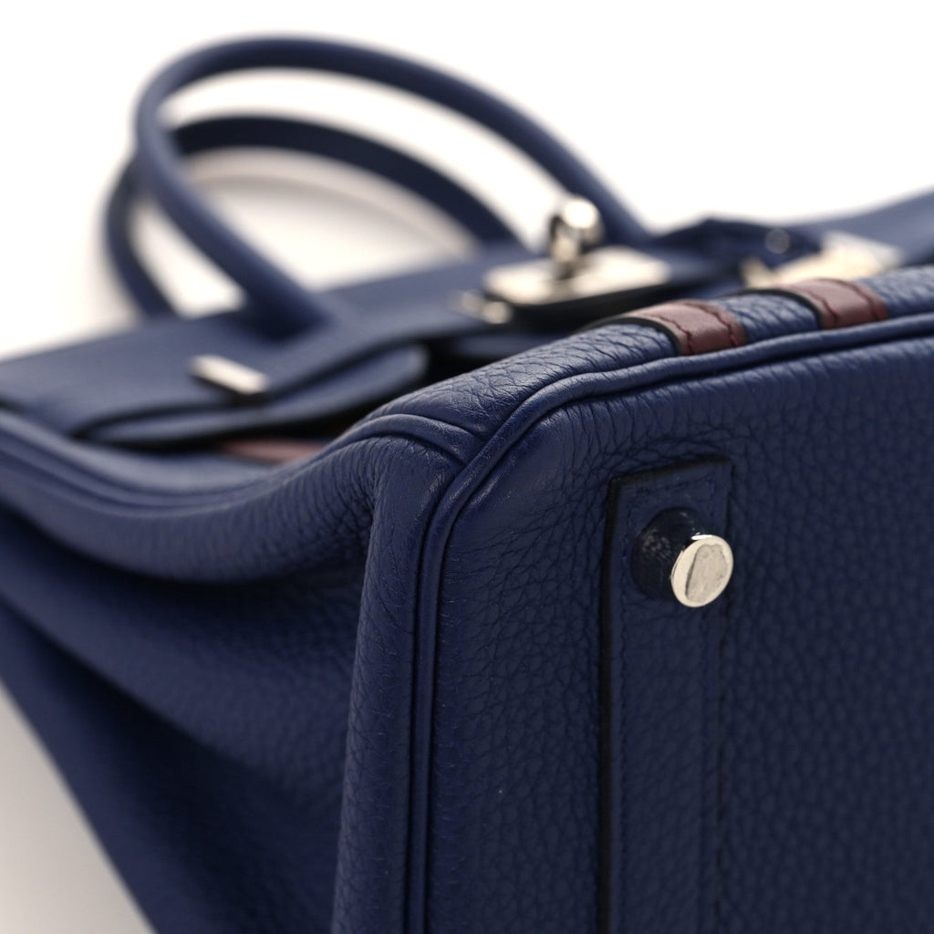 Togo Swift Officier Birkin 25 Bleu Encre Bordeaux
