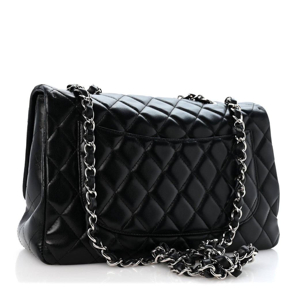 Lambskin Quilted Jumbo Single Flap Black