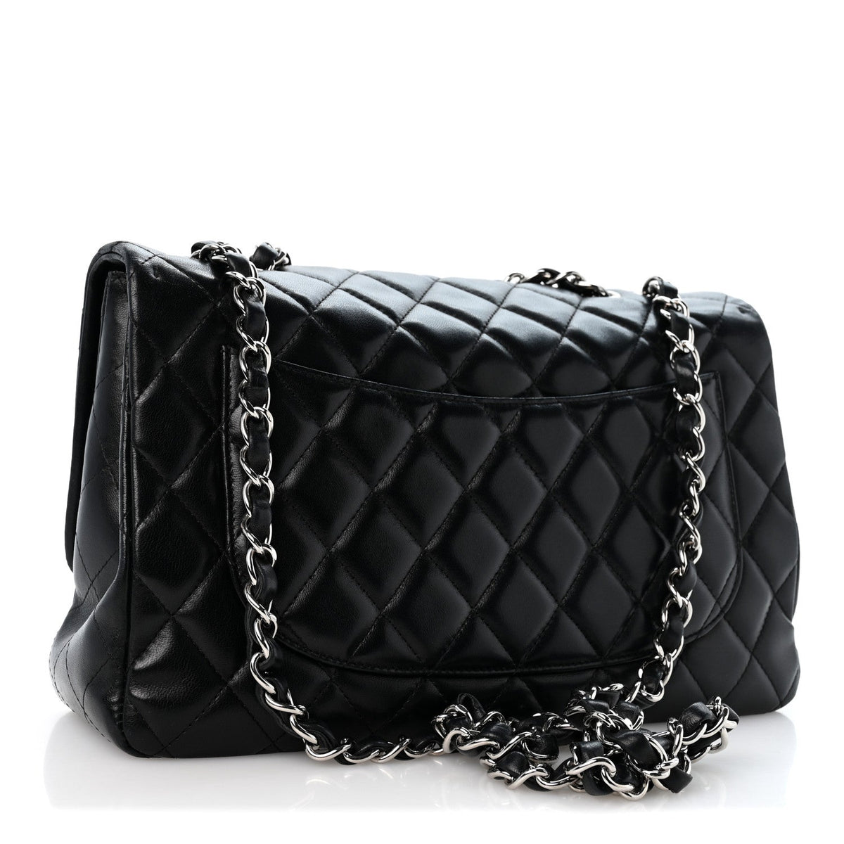Lambskin Quilted Jumbo Single Flap Black