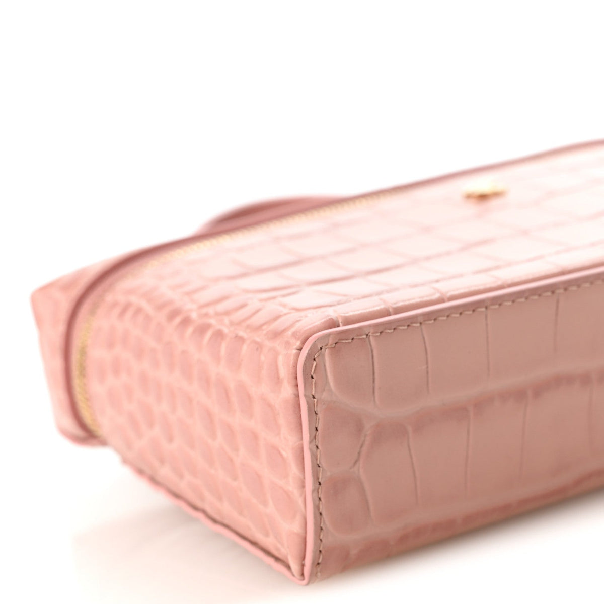 Calfskin Crocodile Embossed Crococo Exoticoco Vanity With Chain Light Pink