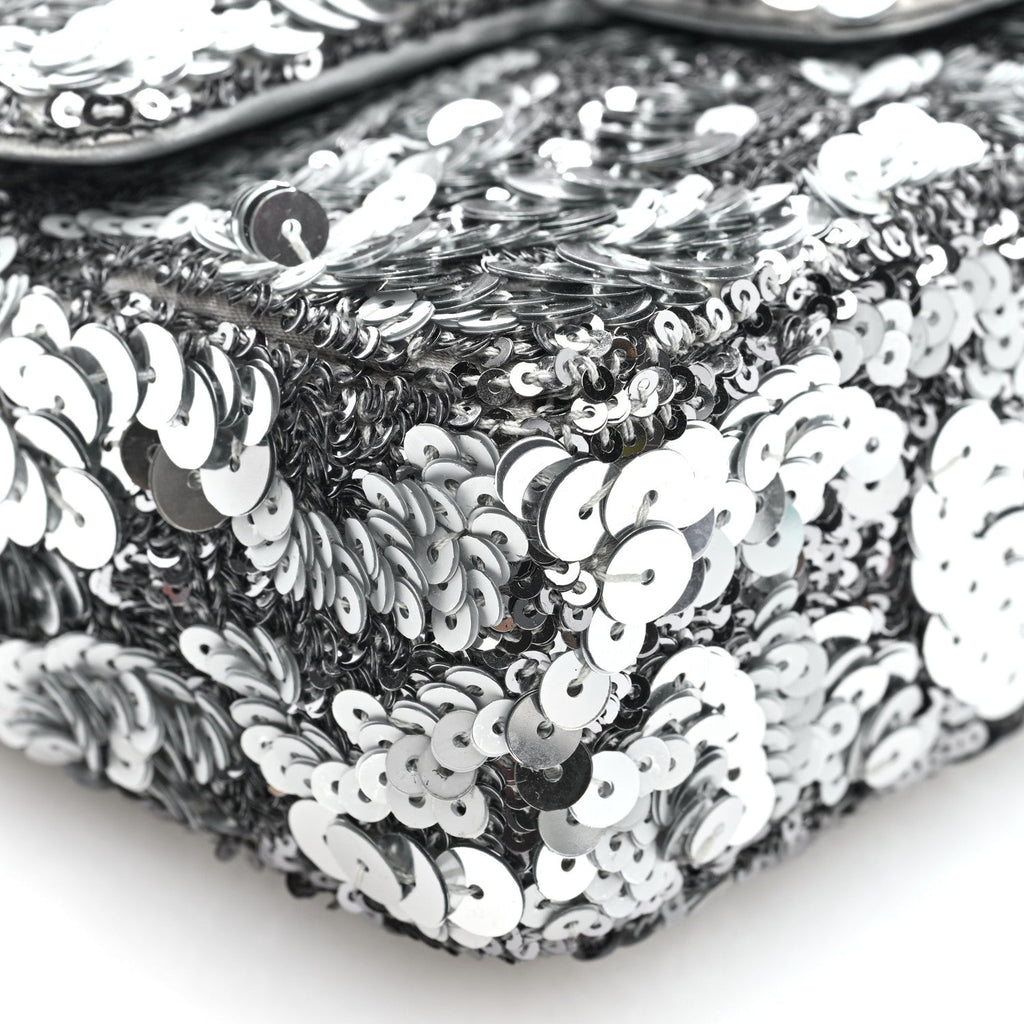 Sequin Mini Rectangular Flap Silver