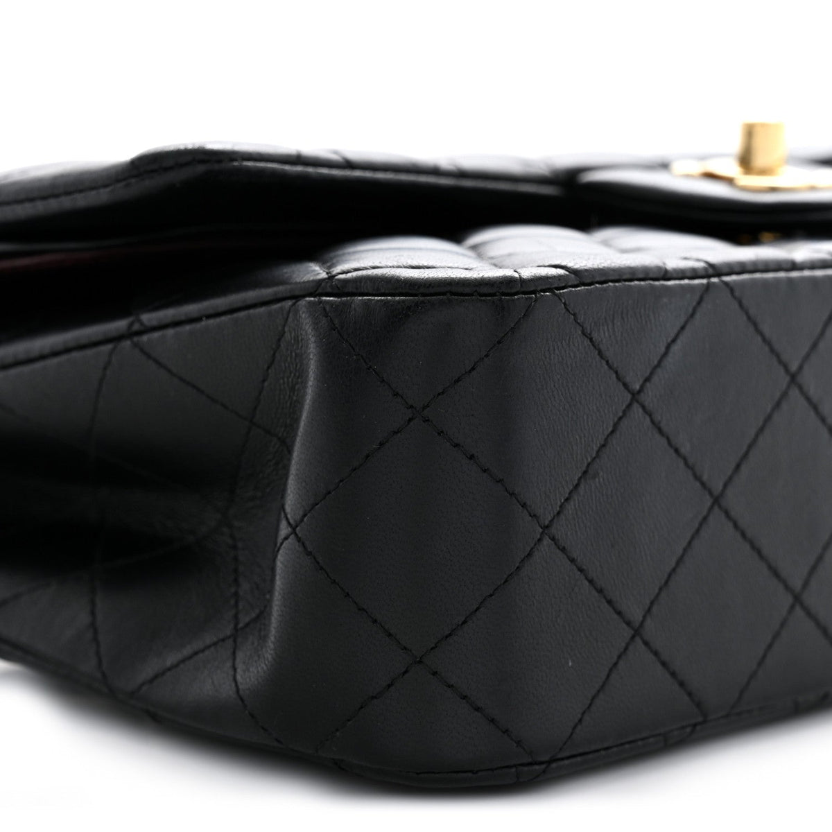 Lambskin Quilted Medium Double Flap Black