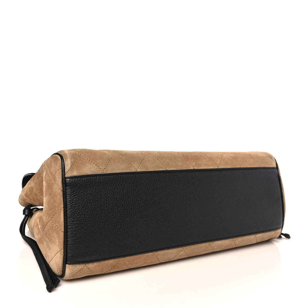 Grained Calfskin Suede Urban Essentials Large Shopping Bag Dark Beige Black Dark Beige Black