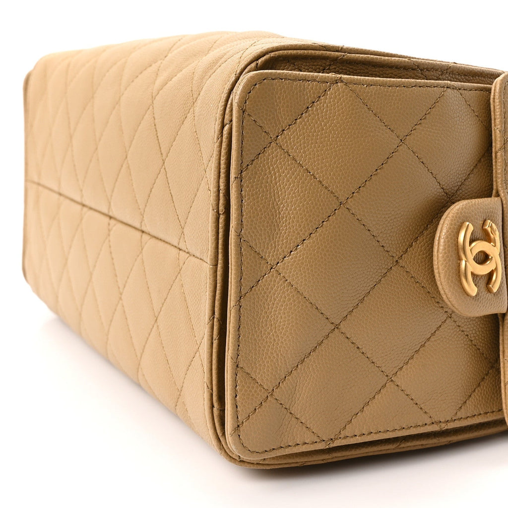 Caviar Quilted Small Chanel 25 Handbag Beige