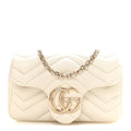 Lambskin Matelasse Mini GG Marmont Shoulder Bag White