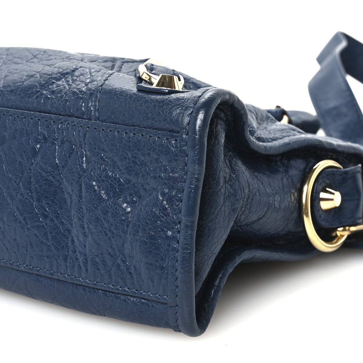 Agneau Classic Gold Hardware Mini City Bleu Roi