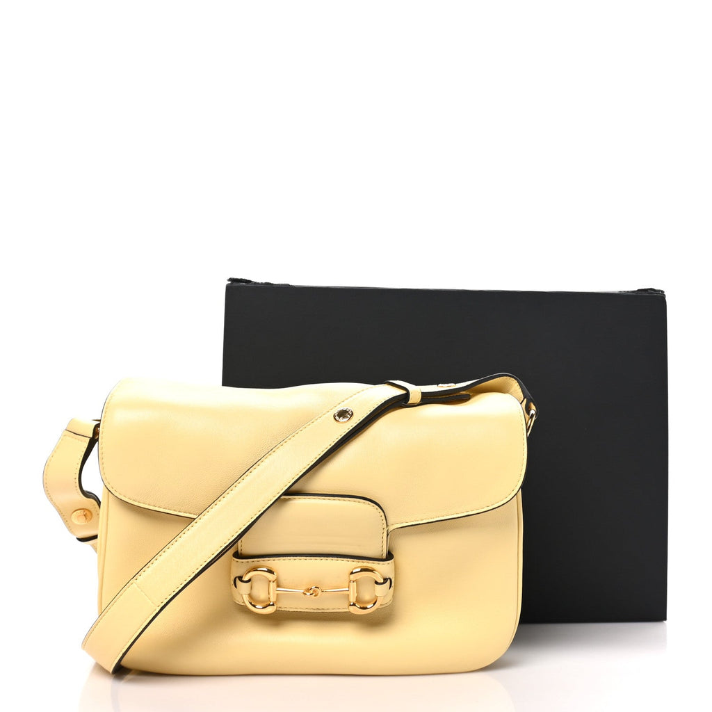 Calfskin Horsebit 1955 Aura Small Shoulder Bag Daylight Yellow