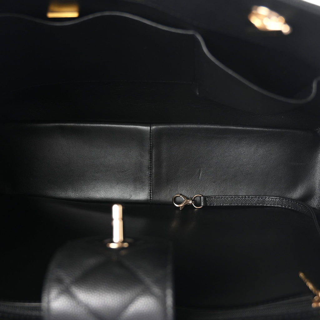 Caviar Quilted Small Shopping Tote Black