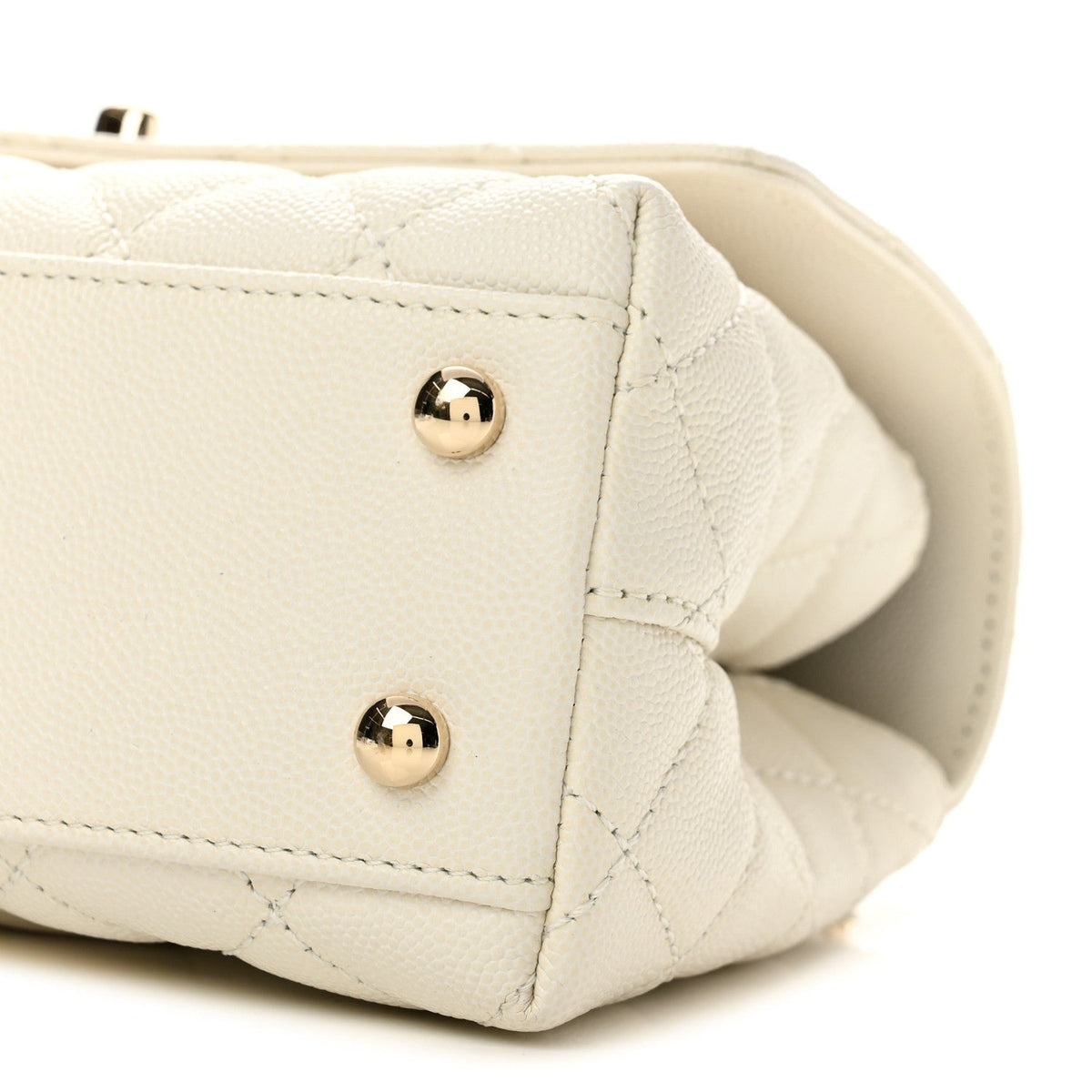 Caviar Quilted Mini Coco Handle Flap White