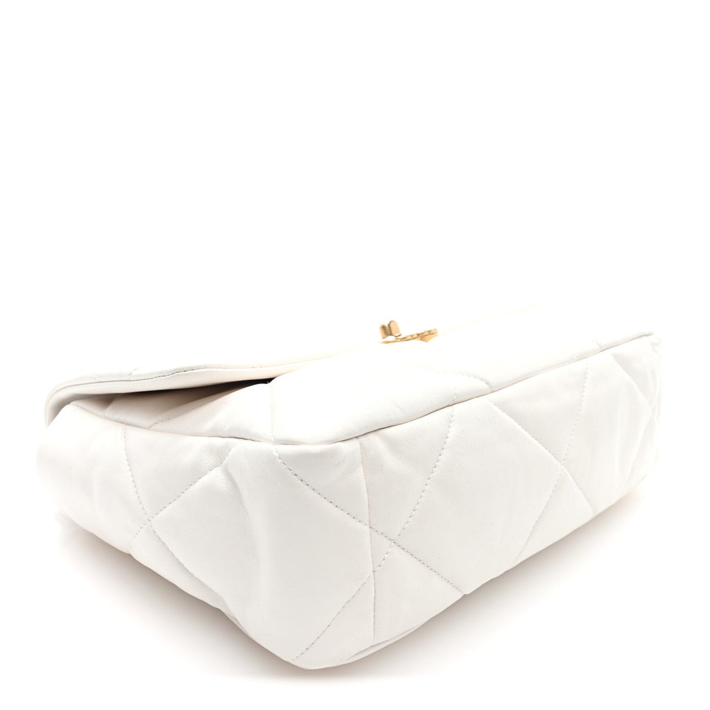 Lambskin Quilted Large Chanel 19 Flap White