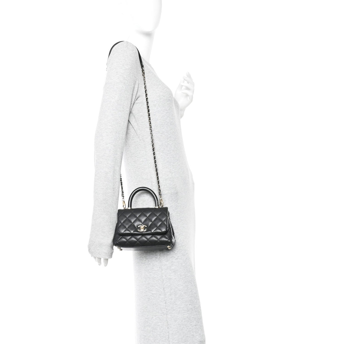 Caviar Quilted Extra Mini Coco Handle Flap Black