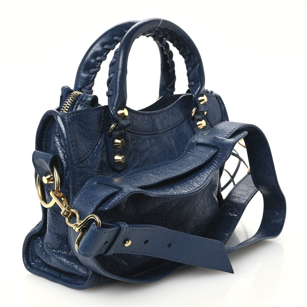 Agneau Classic Gold Hardware Mini City Bleu Roi