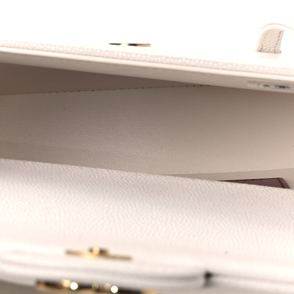 Shiny Caviar Mini Preppy Coco Shoulder Bag White