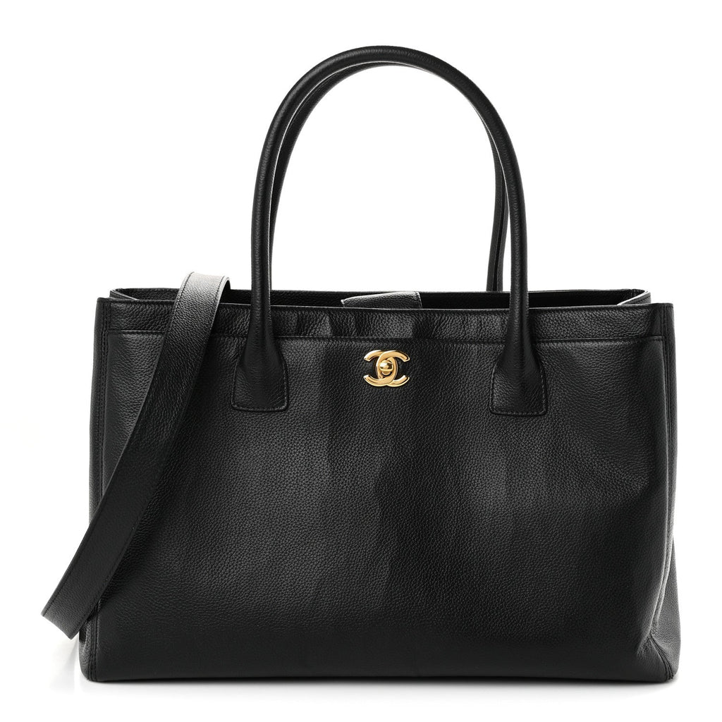 Calfskin Cerf Executive Shopper Tote Black