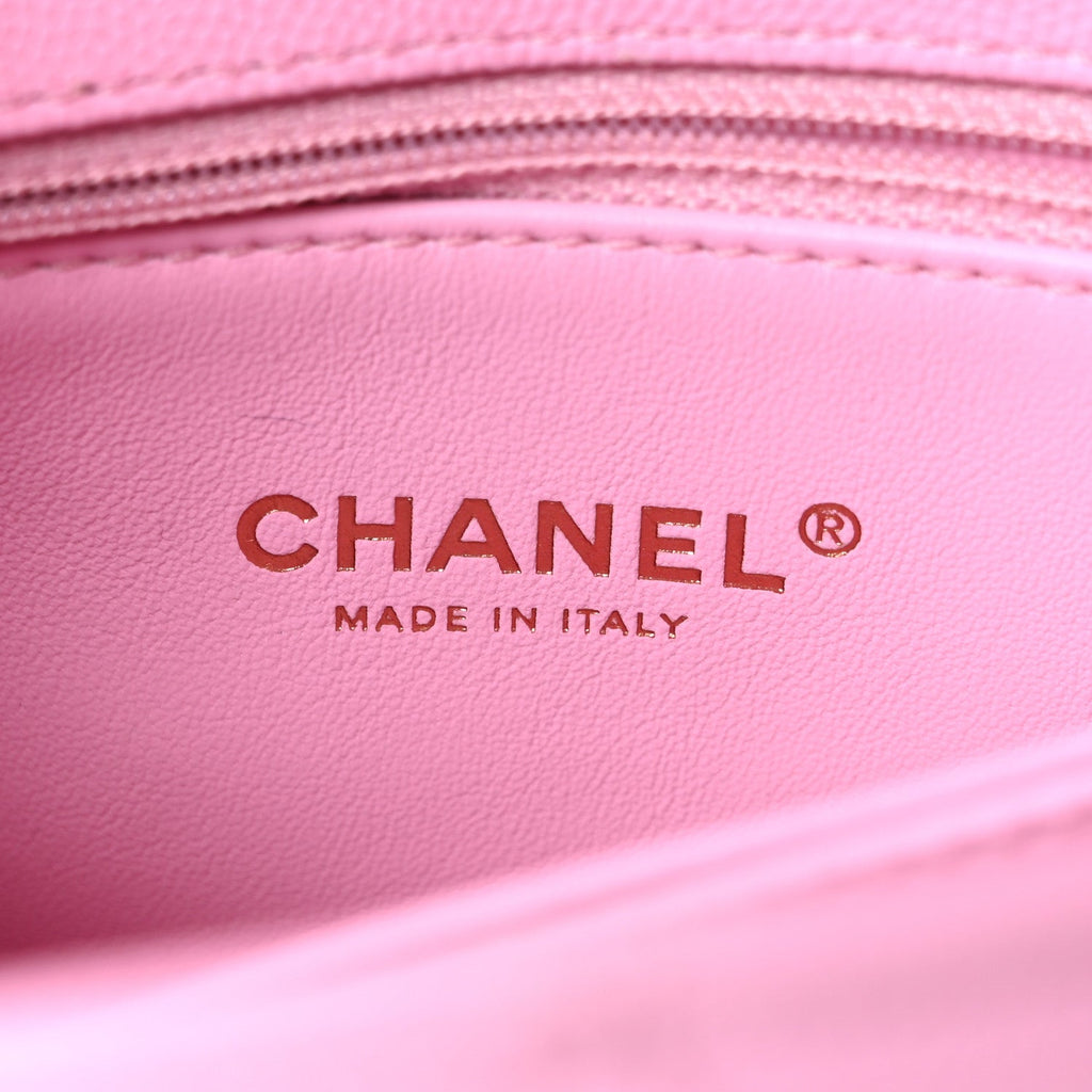 Caviar Quilted Mini Coco Chain Handle Flap Pink