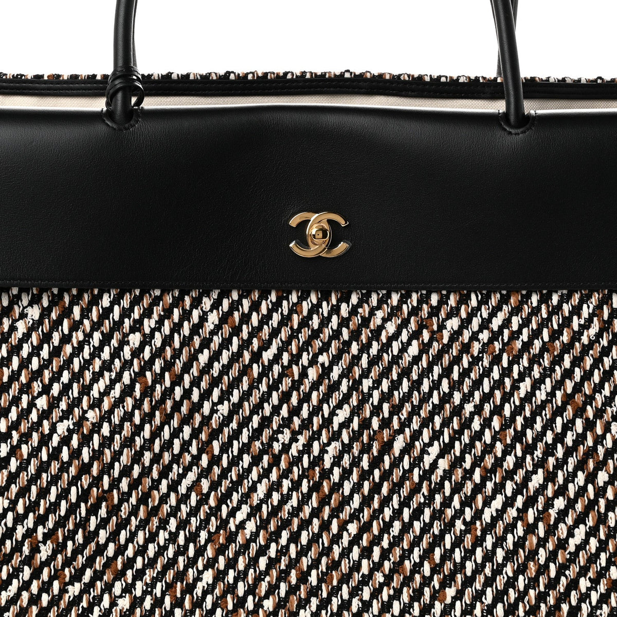 Tweed Calfskin Urban Essentials Large Shopping Bag Black Multicolor