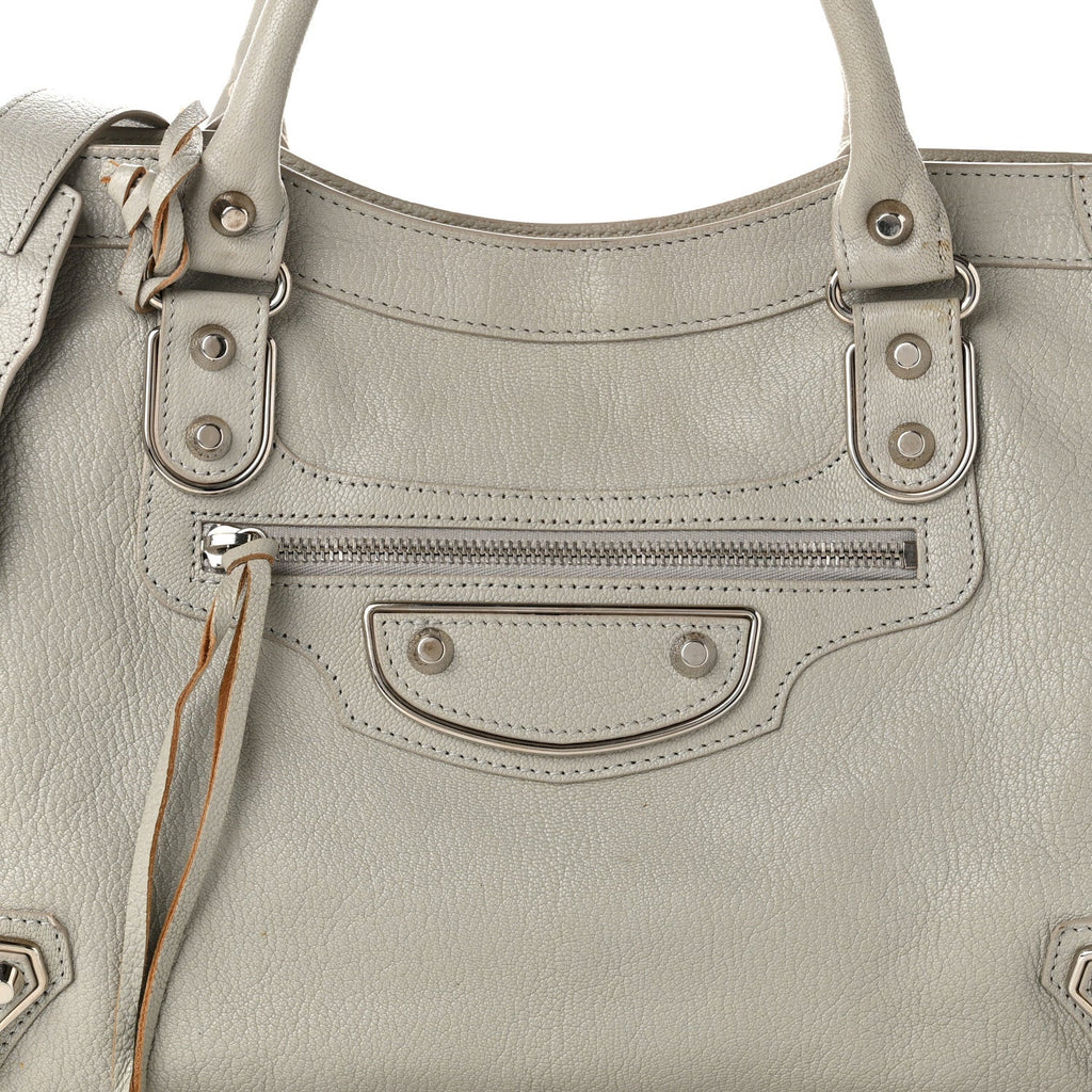 Chevre Silver Metallic Edge Hardware City Gris Glace