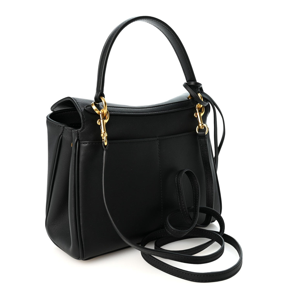 Natural Smooth Calfskin Mini Rodeo Top Handle Handbag Black