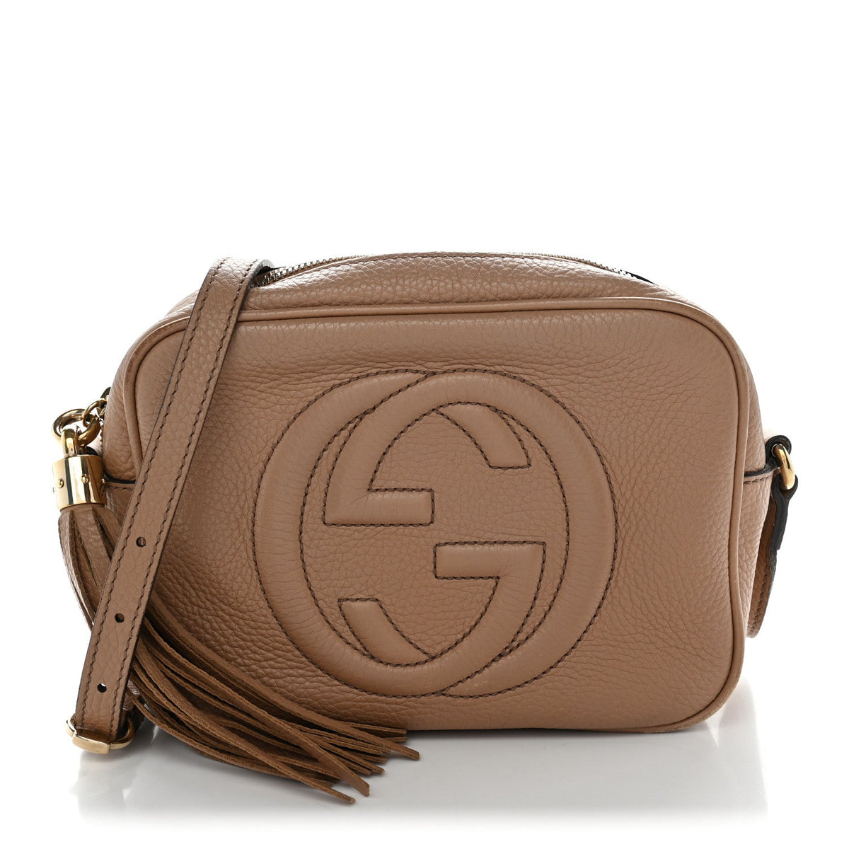 Pebbled Calfskin Small Soho Disco Bag Rose Beige