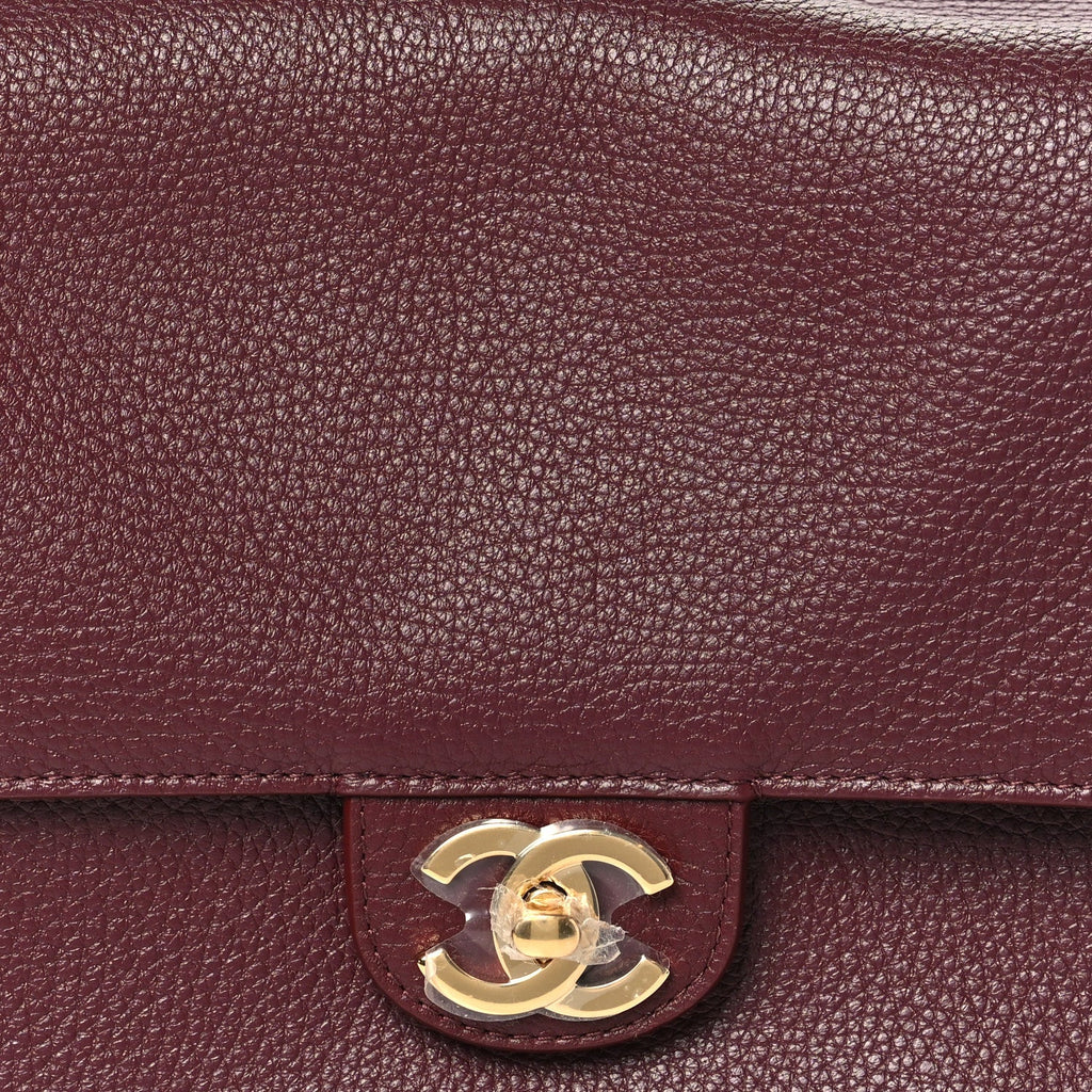 Grained Calfskin Small Souplissimo Maxi Flap Burgundy