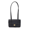 Shiny Caviar Mini Preppy Coco Shoulder Bag Dark Blue