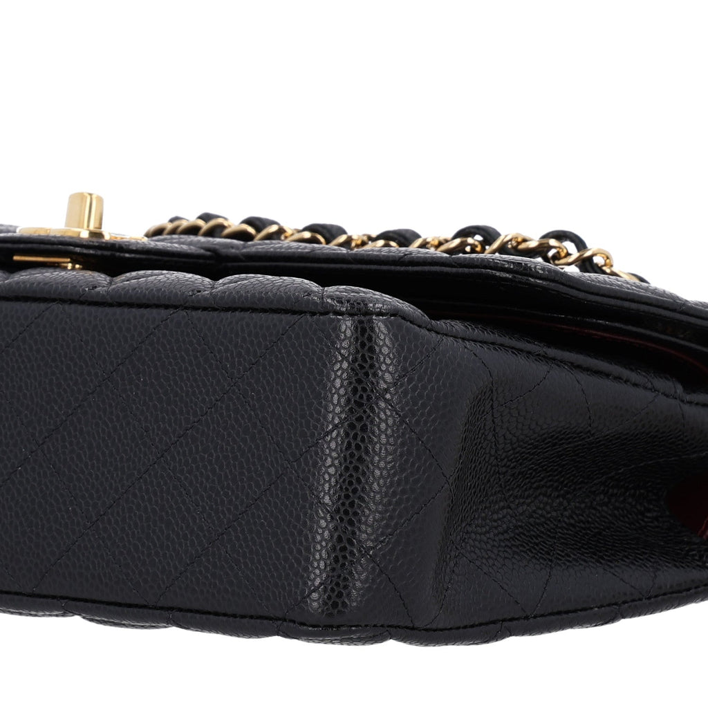 Caviar Quilted Medium Double Flap Black