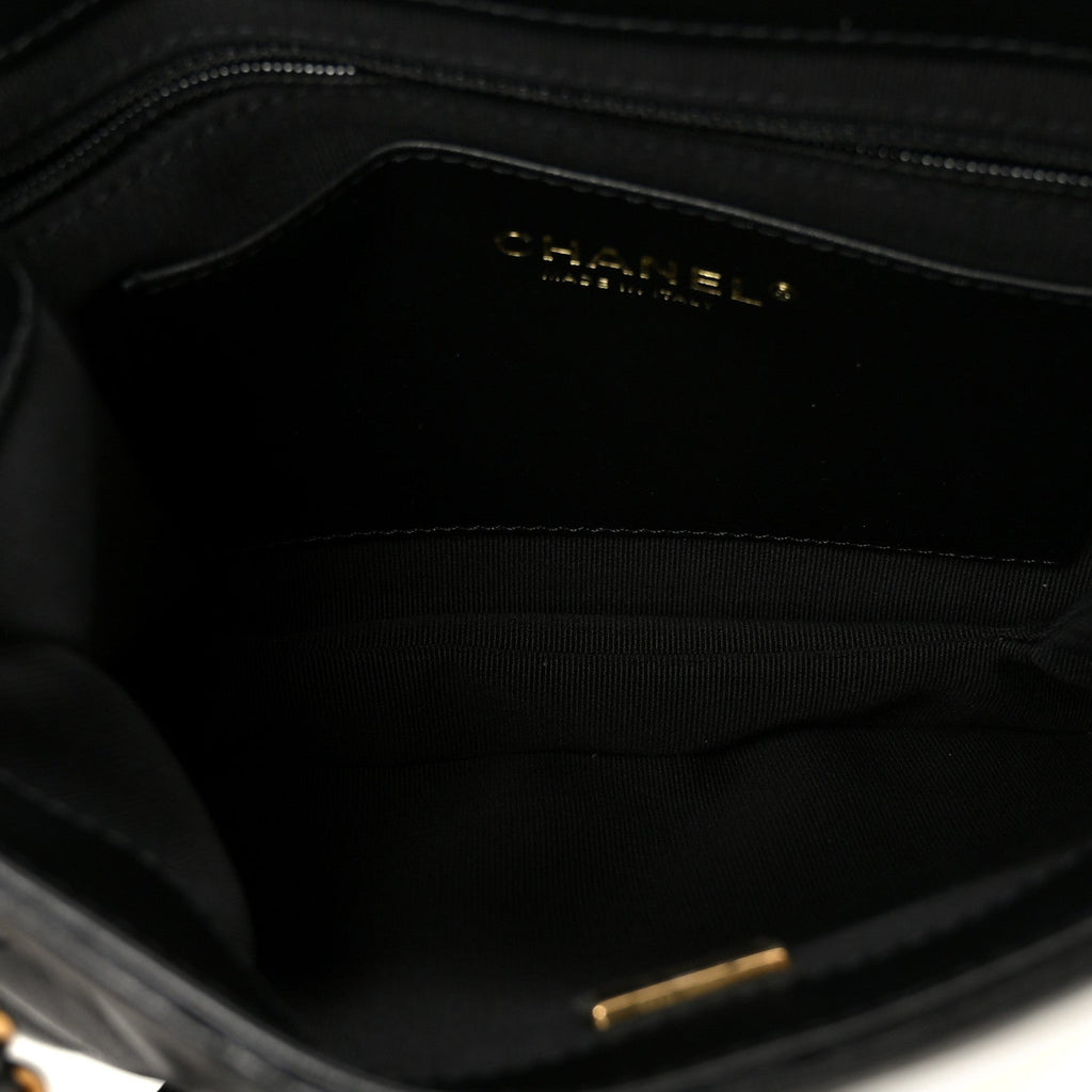 Lambskin Quilted Giant CC Shoulder Bag Black Black