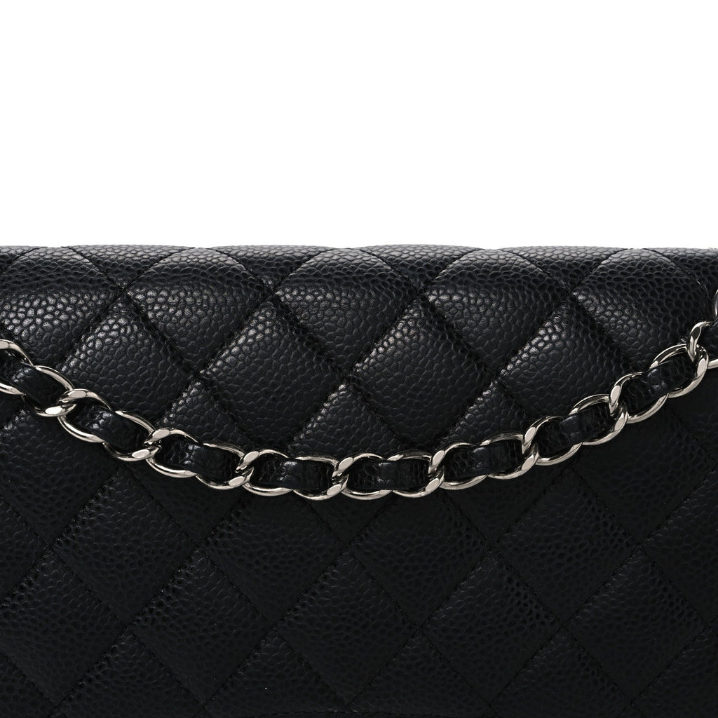 Caviar Quilted Medium Double Flap Black