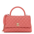 Caviar Quilted Small Coco Handle Flap Pink