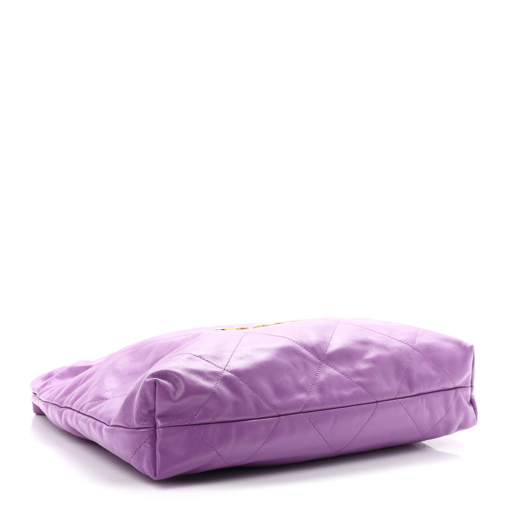 Shiny Calfskin Quilted Chanel 22 Purple