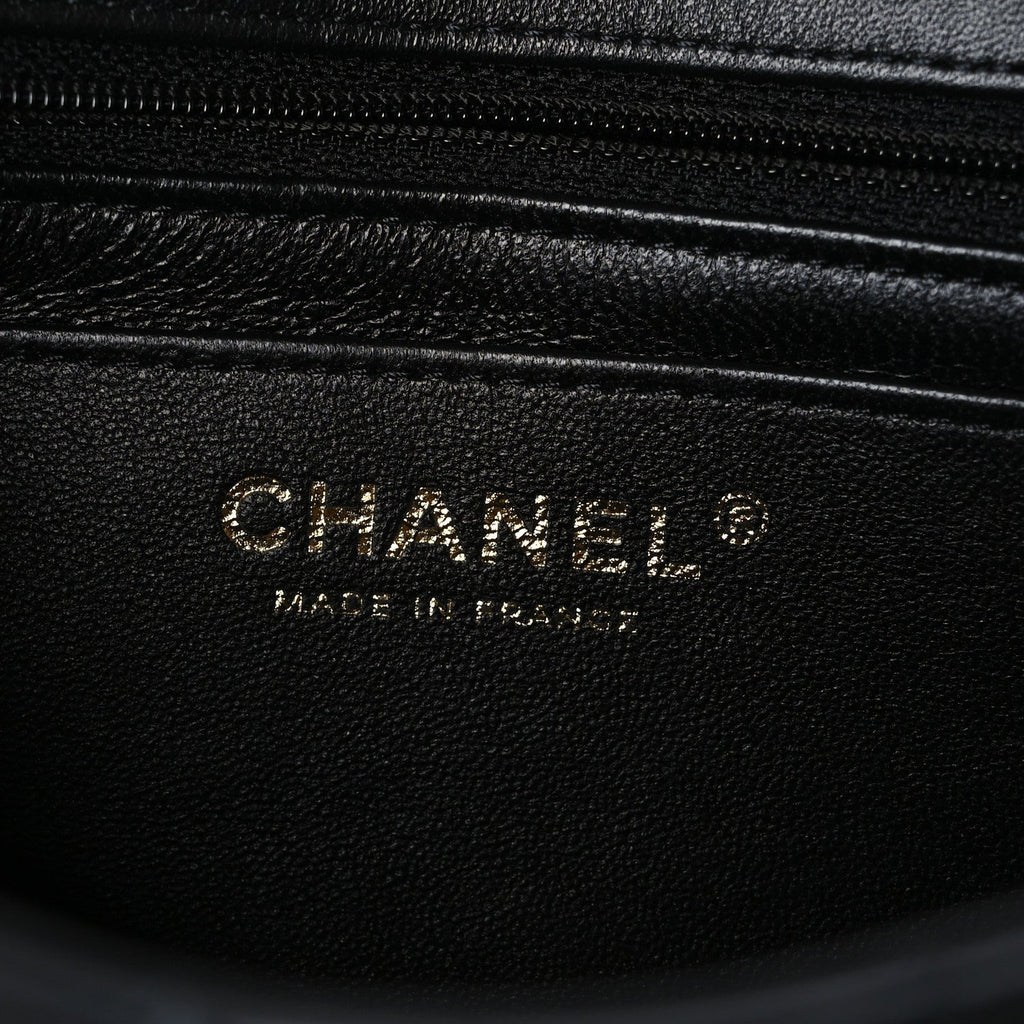 Lambskin Quilted Mini Rectangular Flap Black