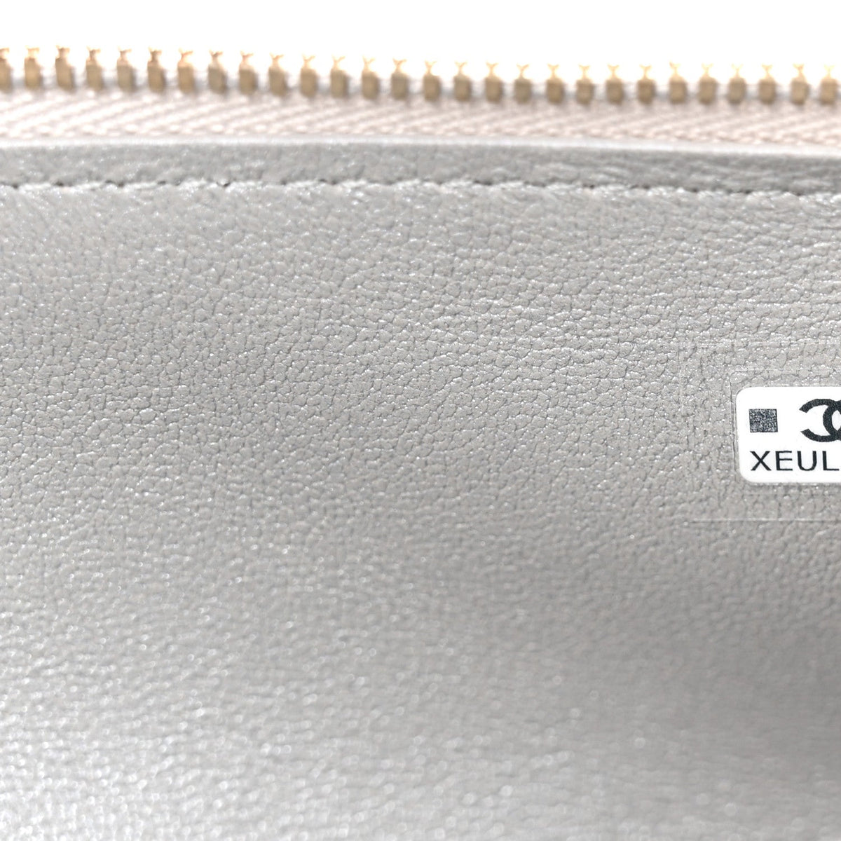 Lizard Embossed Calfskin Exoticoco Long Vanity With Chain Silvery
