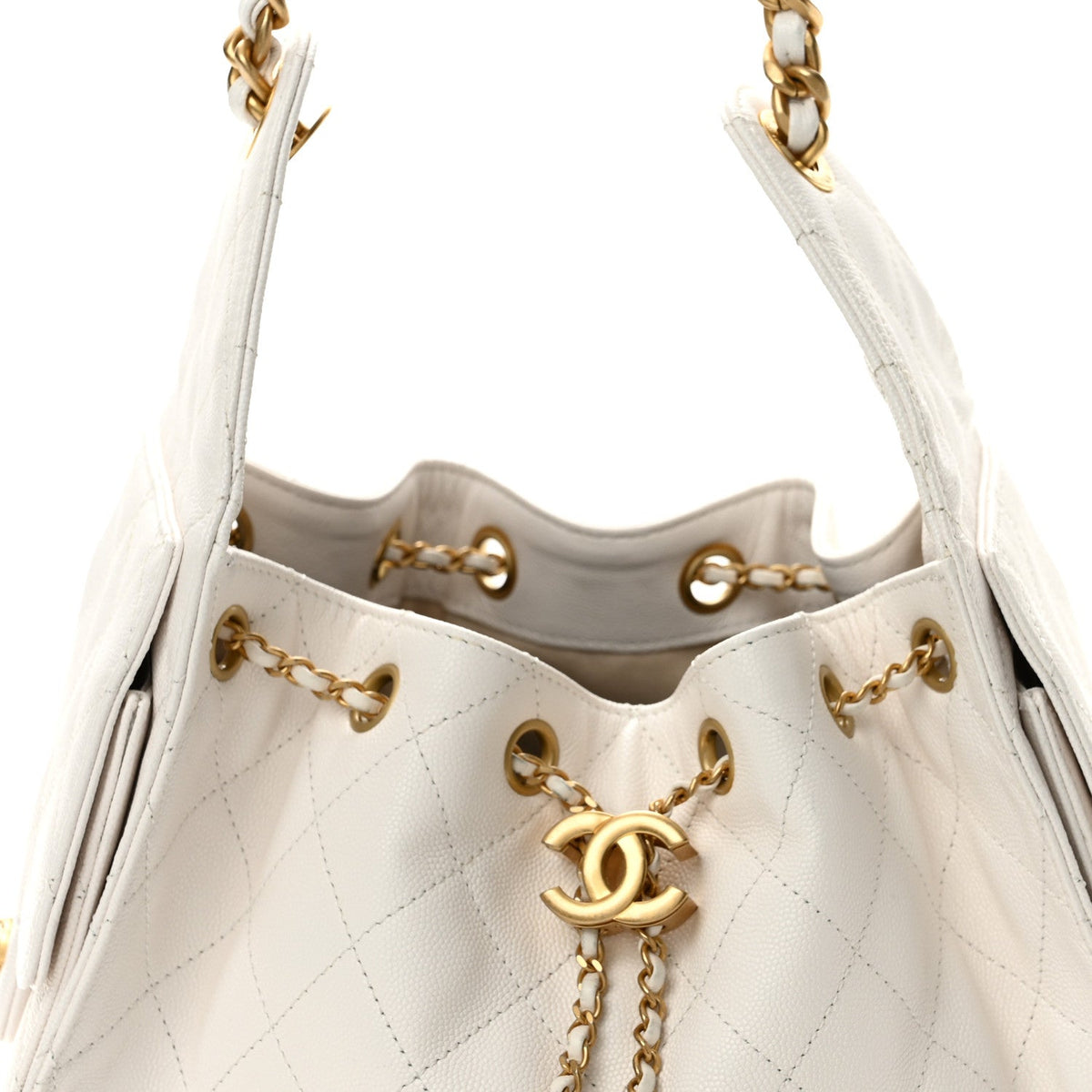 Caviar Quilted Small Chanel 25 Handbag White