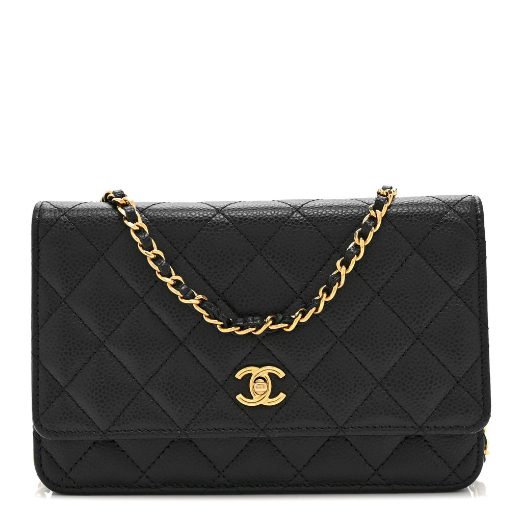 Caviar Quilted CC Turnlock Wallet On Chain WOC Black
