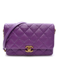 Shiny Caviar Quilted Large Chain Melody Flap Purple