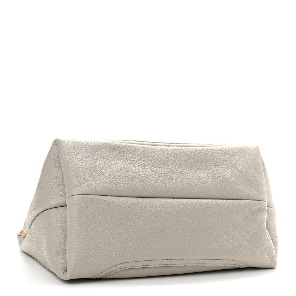 Grained Calfskin Softbit Medium Shoulder Bag Light Grey